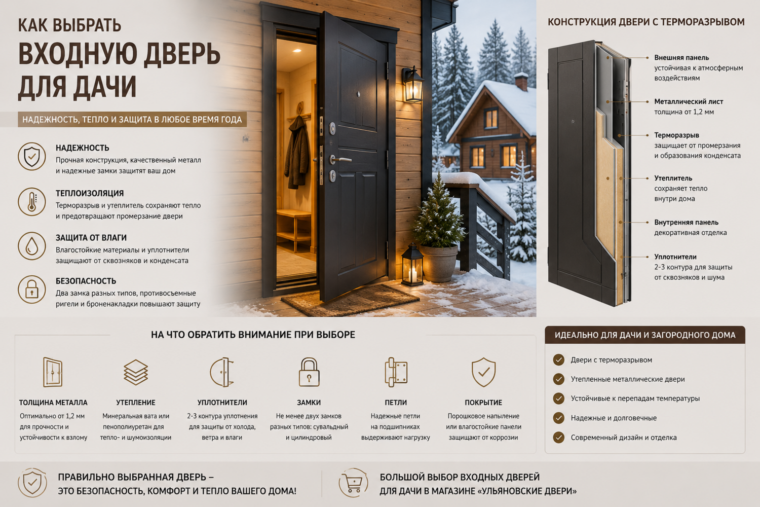 Как выбрать входную дверь для дачи