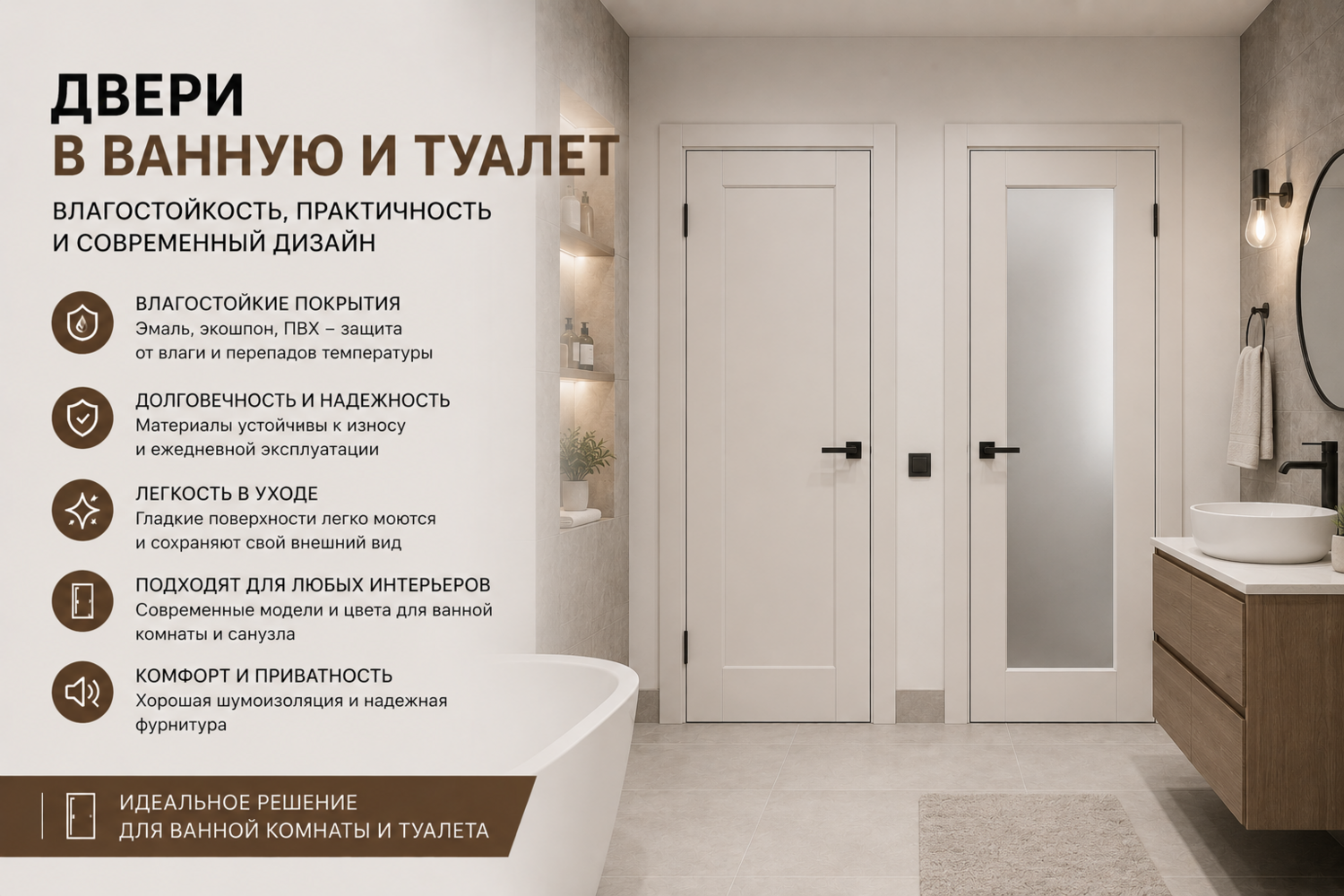 Двери в ванную и туалет