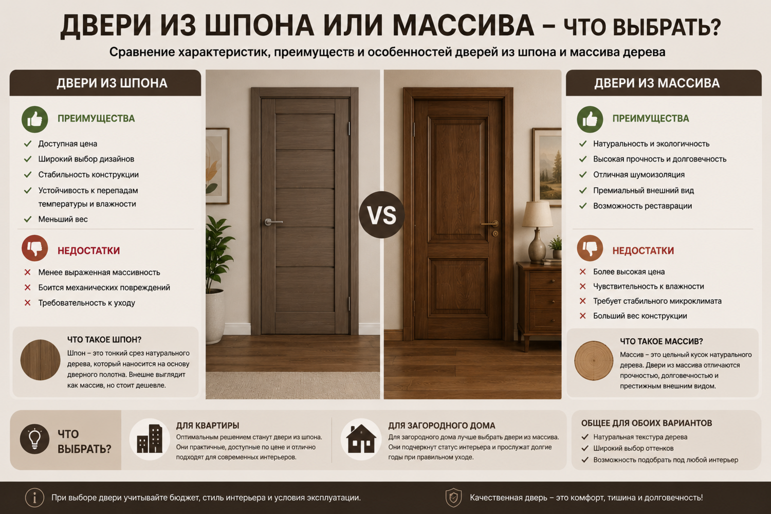 Двери из шпона или массива – что лучше выбрать