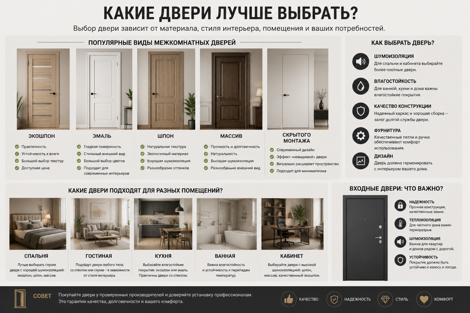 Какие двери лучше выбрать для квартиры и дома