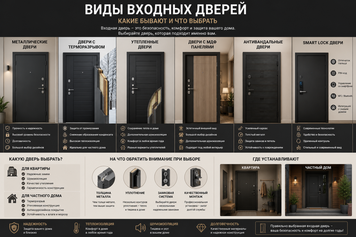 Виды входных дверей – какие бывают и что выбрать