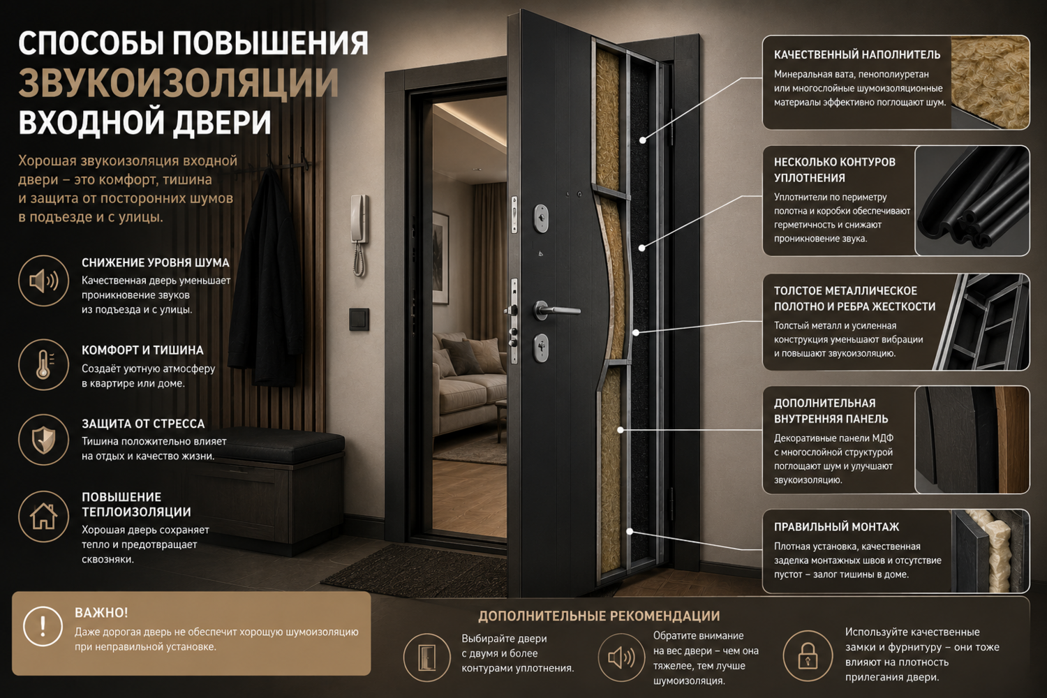 Способы повышения звукоизоляции входной двери