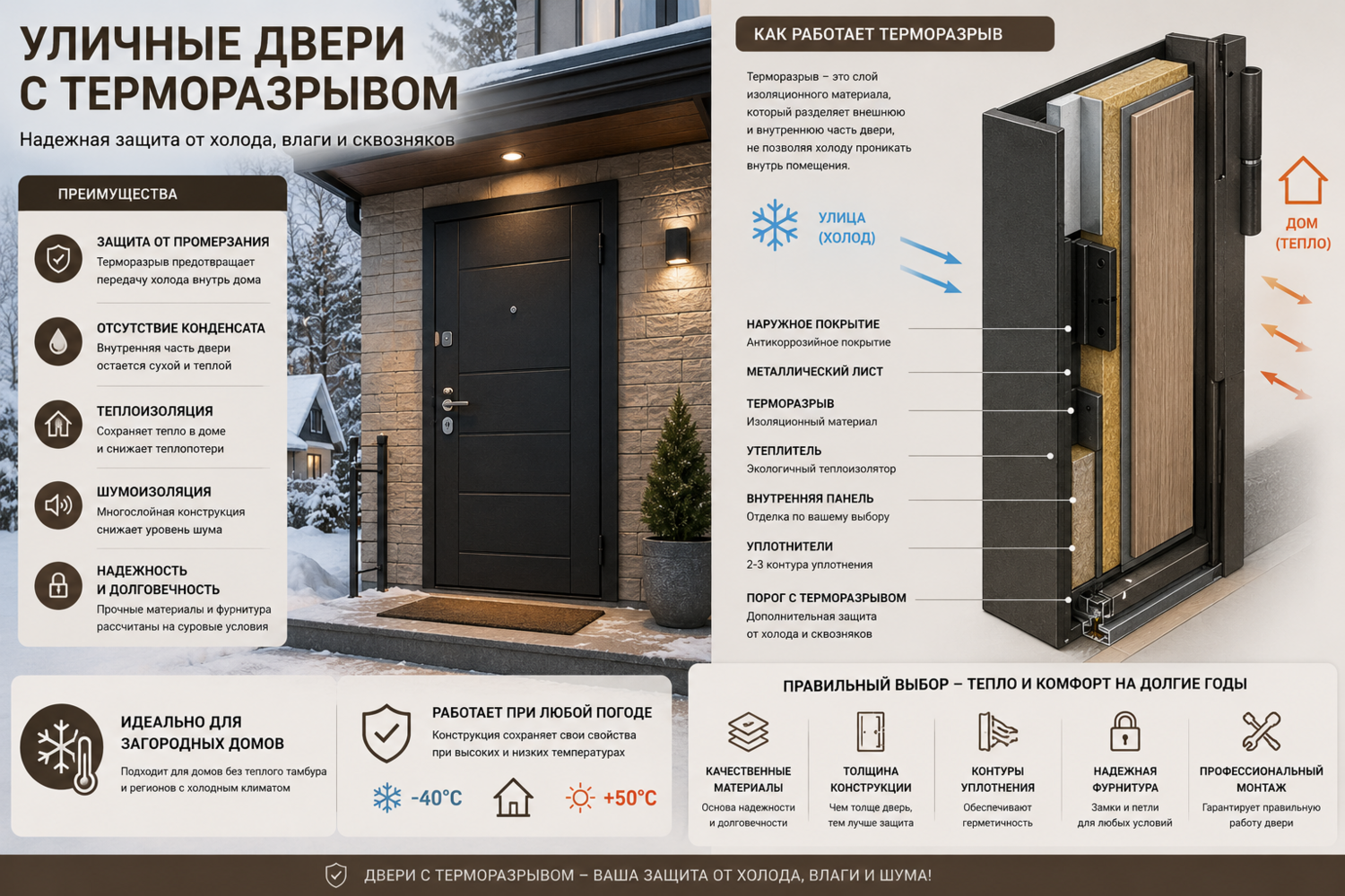 Уличные двери с терморазрывом – надежная защита от холода