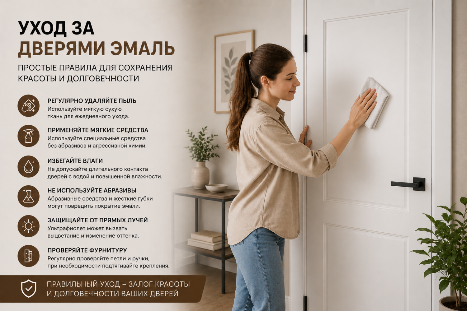 Правила ухода за дверями эмаль