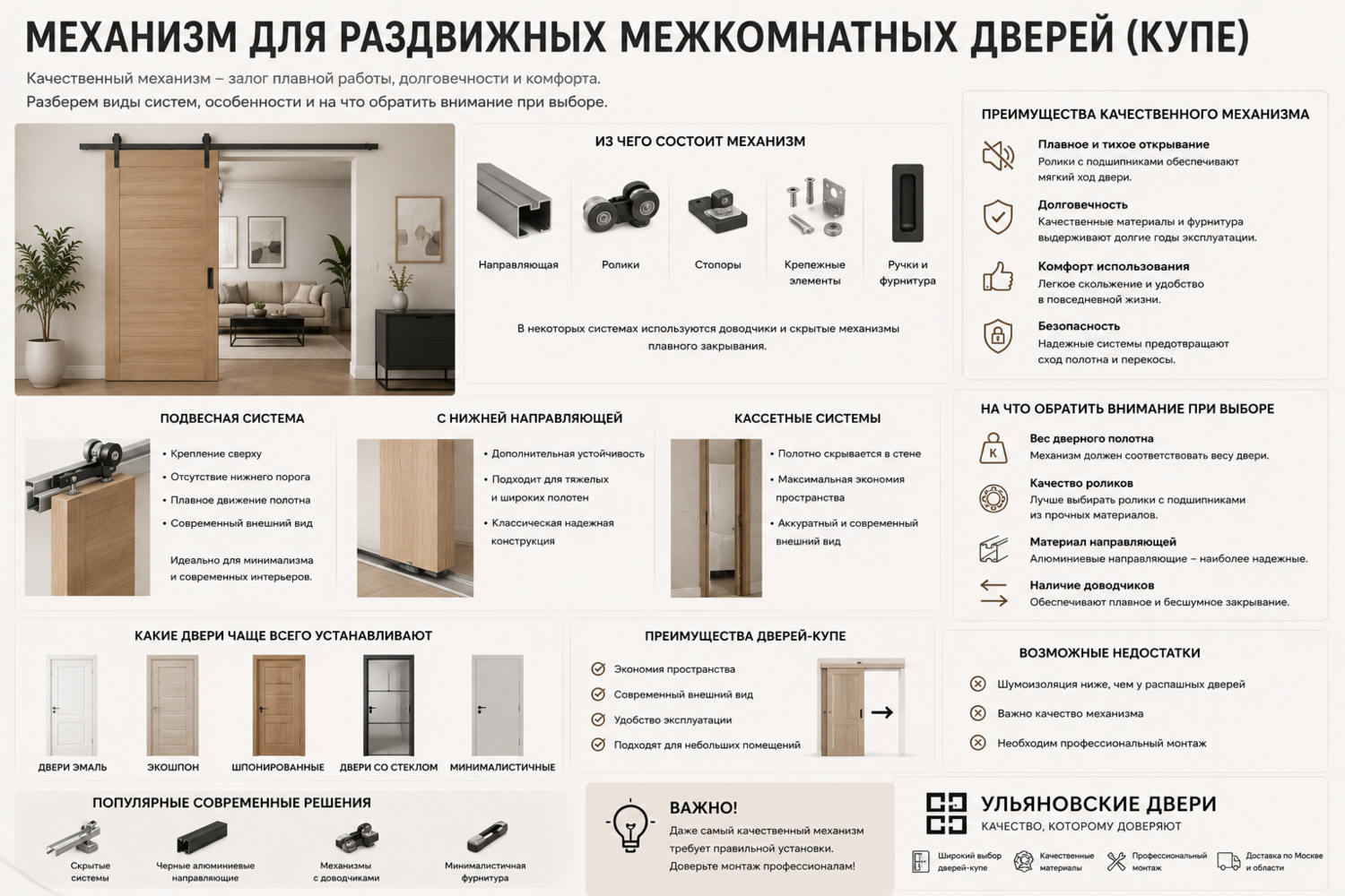 Механизм для раздвижных межкомнатных дверей – как выбрать правильно