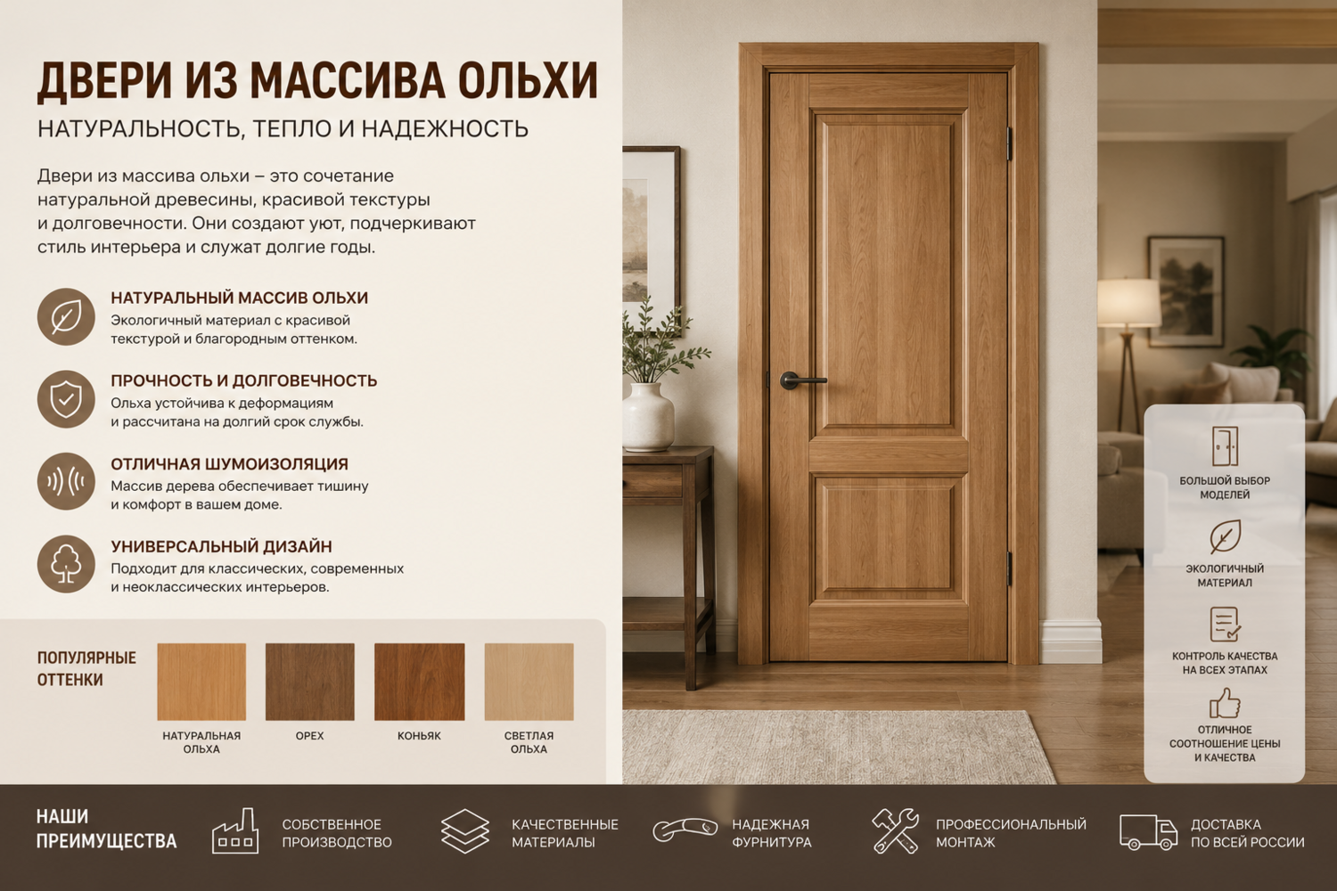 Двери из массива ольхи – натуральность, тепло и надежность Двери из массива ольхи – натуральность, тепло и надежность