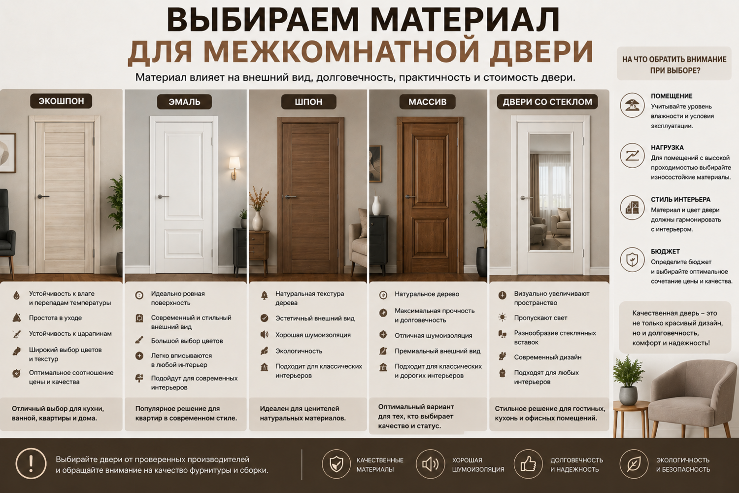 Выбираем материал для межкомнатной двери
