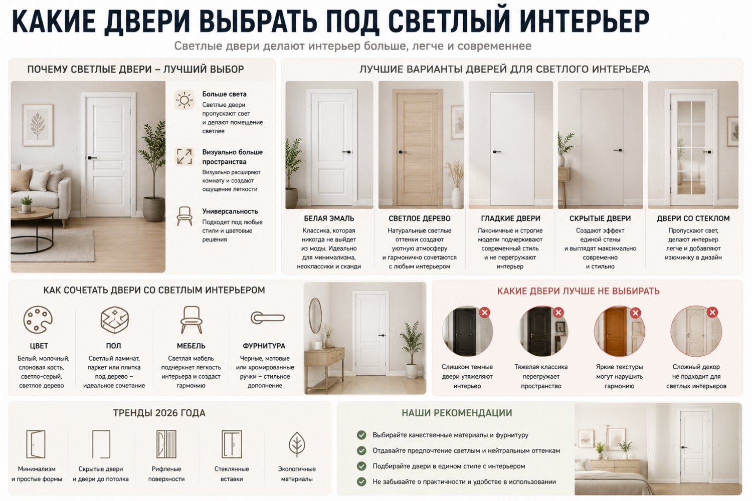 Какие двери выбрать под светлый интерьер