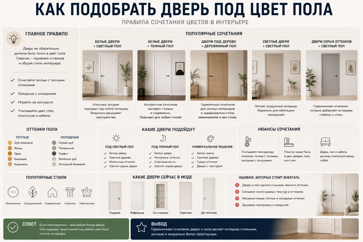 Как подобрать дверь под цвет пола
