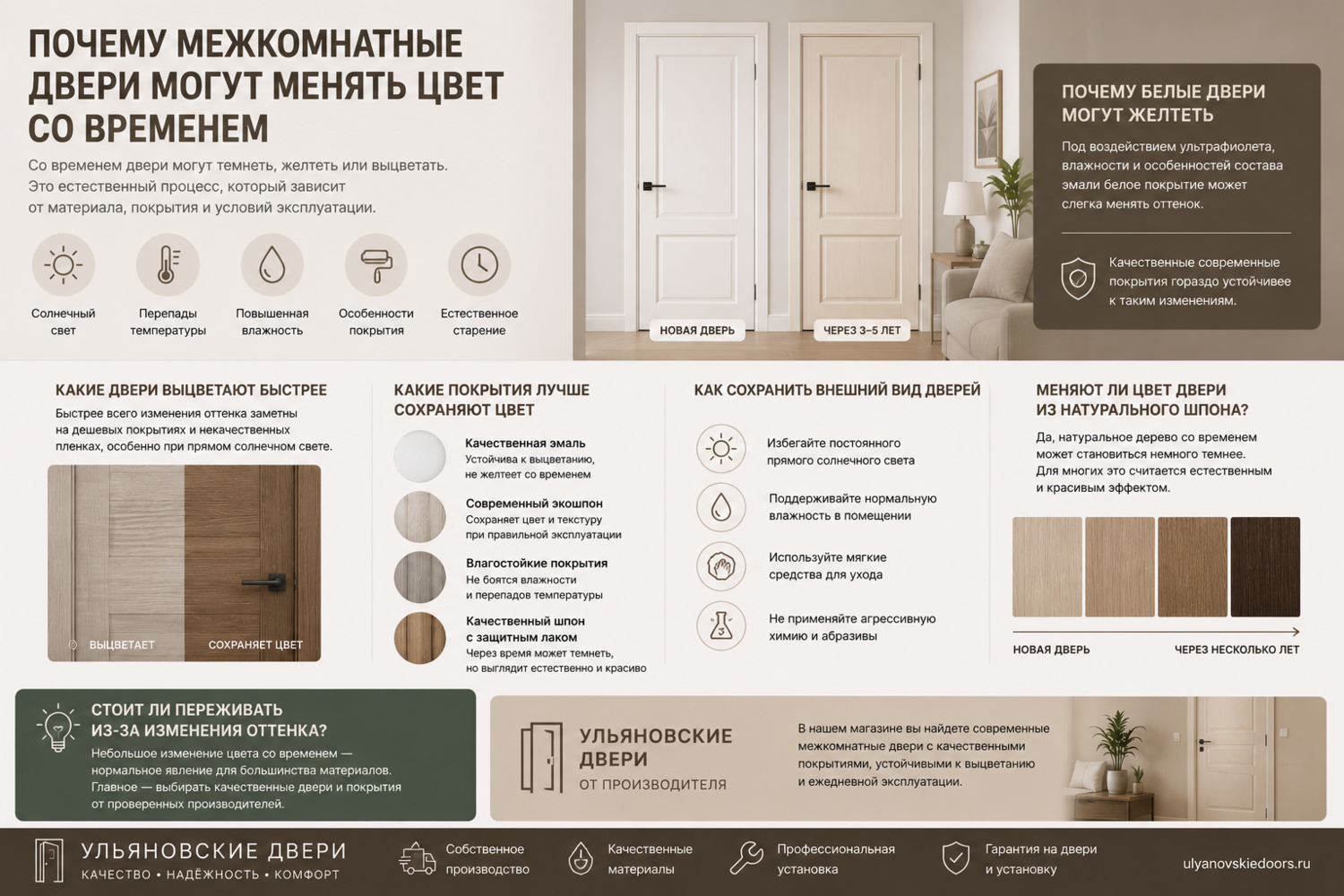 Почему межкомнатные двери могут менять цвет со временем Почему межкомнатные двери могут менять цвет со временем