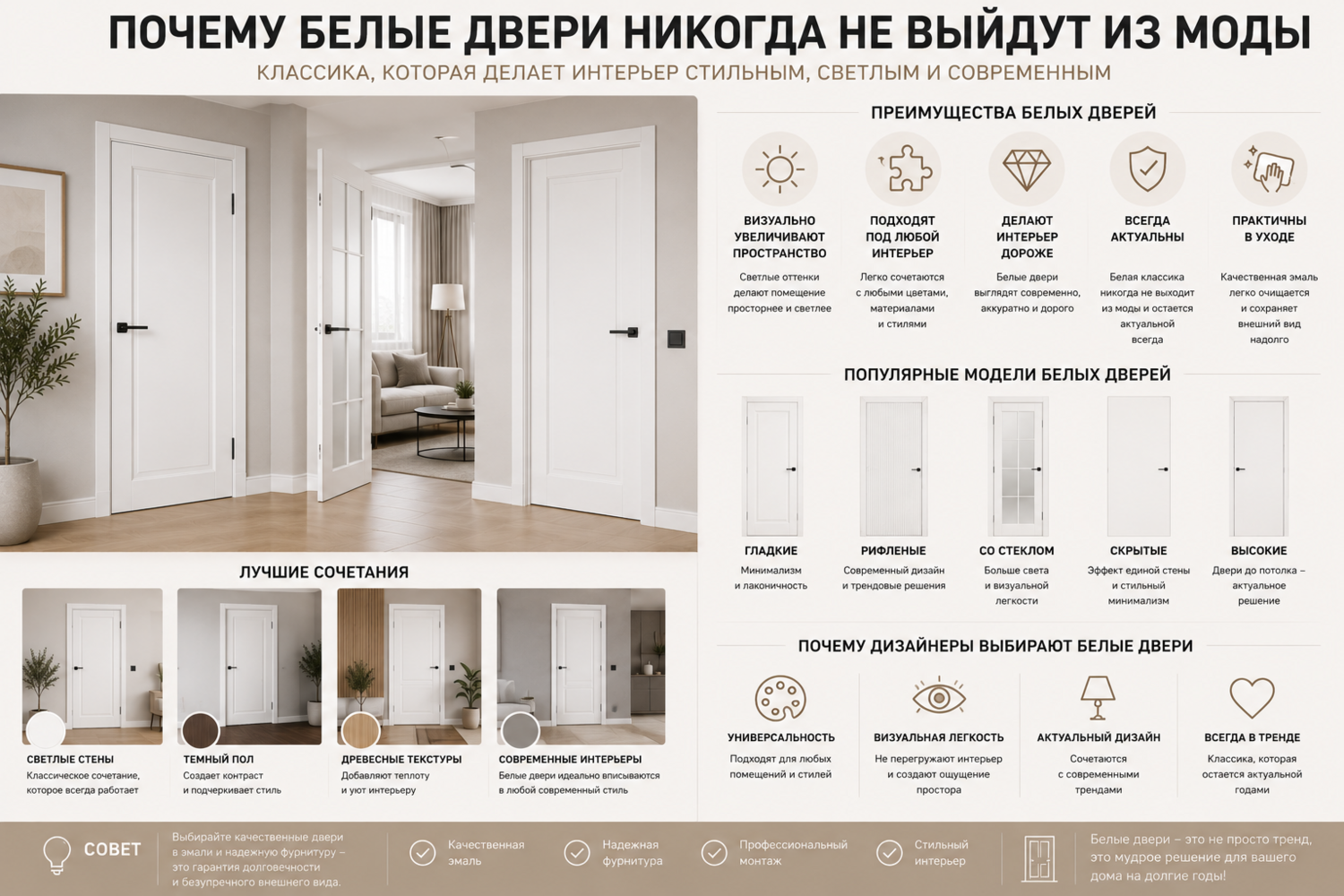 Почему белые двери никогда не выйдут из моды Почему белые двери никогда не выйдут из моды