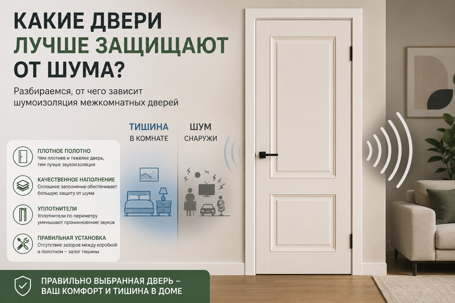 Какие двери лучше защищают от шума? Какие двери лучше защищают от шума?