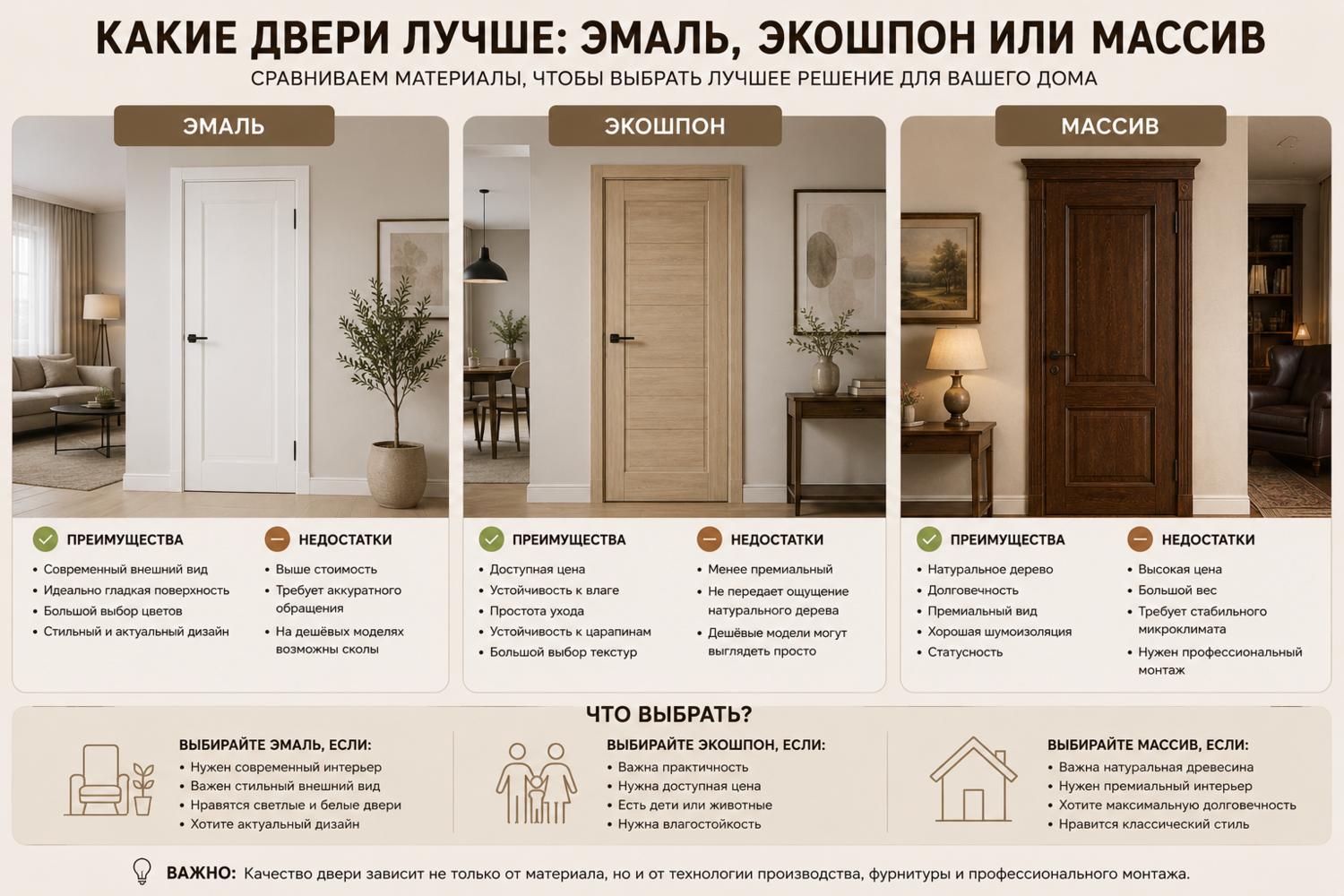 Какие двери лучше: эмаль, экошпон или массив Какие двери лучше: эмаль, экошпон или массив