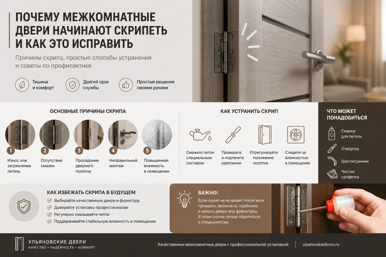 Почему межкомнатные двери начинают скрипеть и как это исправить Почему межкомнатные двери начинают скрипеть и как это исправить